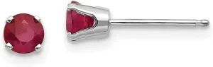 Solid Real 14k White Gold 4mm Ruby Stud Earrings 4mm