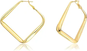 Square Hoop Earrings 18K Gold Plated Chunky Hoop Earrings For Women 45mm