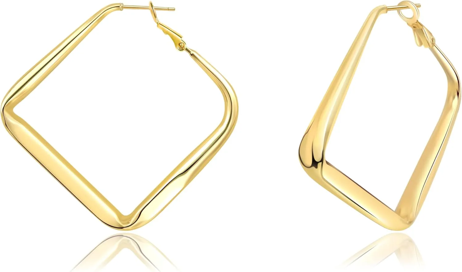 Square Hoop Earrings 18K Gold Plated Chunky Hoop Earrings For Women 45mm