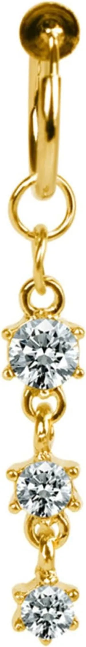 Stainless Steel Hoop Belly Button Rings, Crystal Top Navel Rings for Women Round Gold Navel Ring