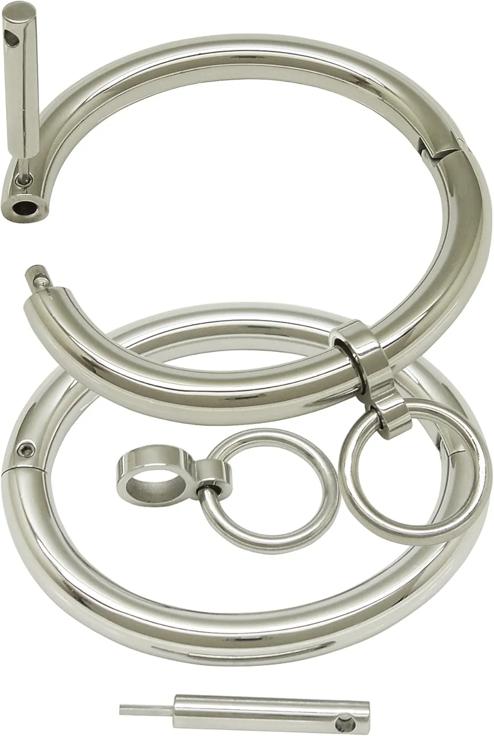 Stainless steel lockable cuff bracelets with removable O ring