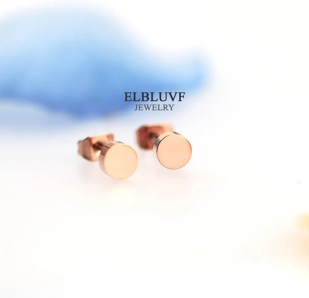 Stainless Steel Rose Gold Plated Minimalist Tiny Pearl Circle Dot Round Ball Stud Earrings Jewelry For Women