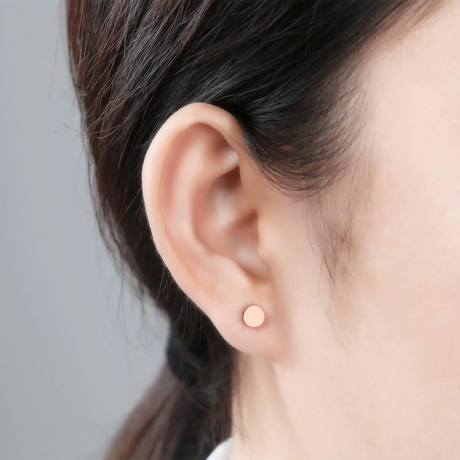 Stainless Steel Rose Gold Plated Minimalist Tiny Pearl Circle Dot Round Ball Stud Earrings Jewelry For Women