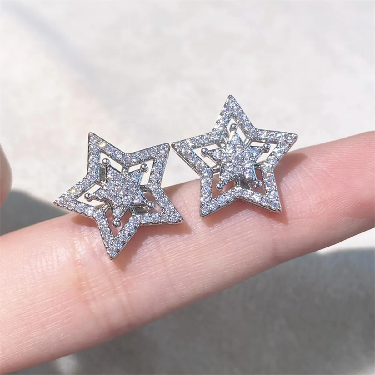 Star Earrings for Women Hypoallergenic Cubic Zirconia Stud Earrings Bride Star Stud Earring Prom Bridesmaid Party Stud Earring Dainty Trendy Gifts Stuff for Men Herstar Jewelry