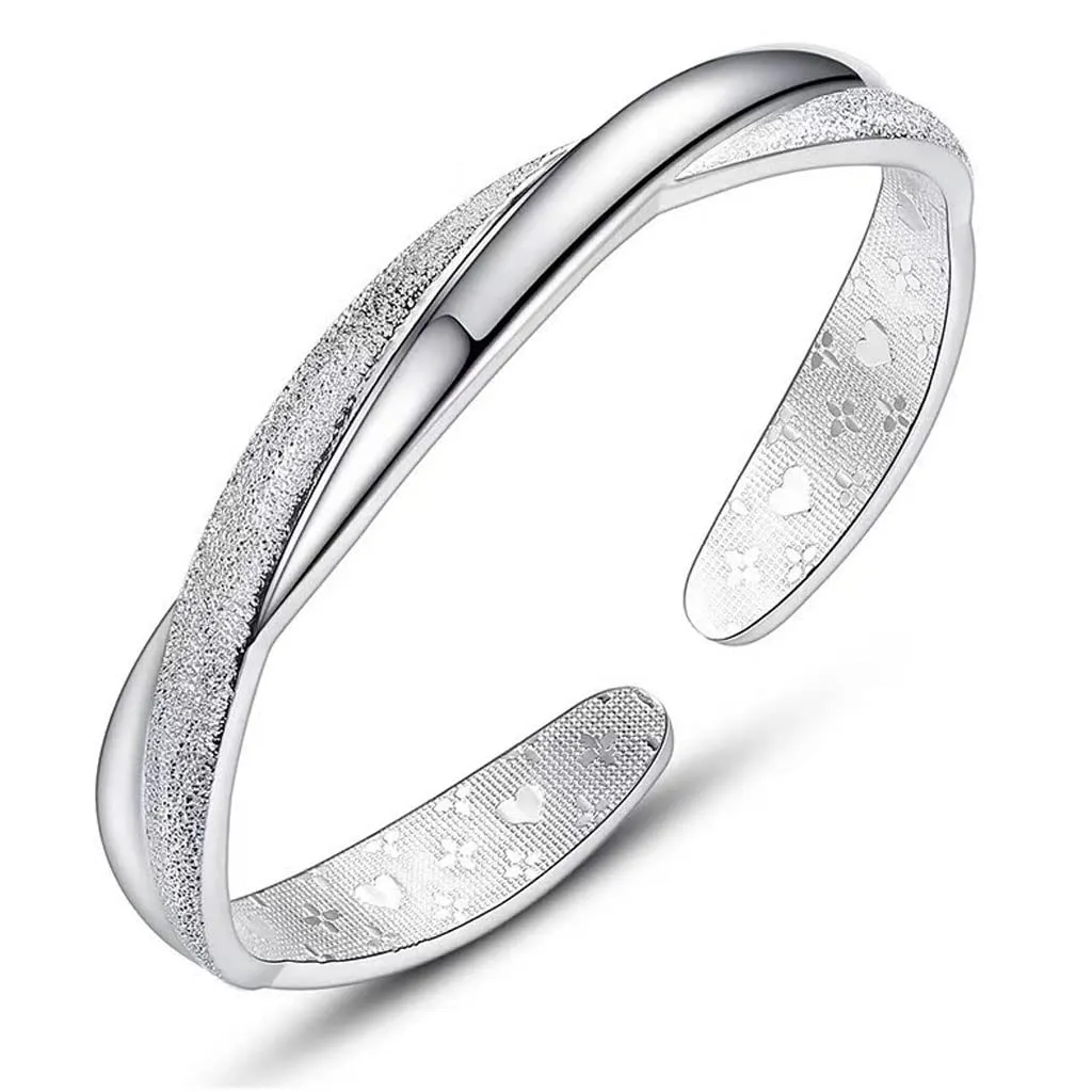 Sterling Silver Cuff Bracelets for Women, Handmade Bracelet for Women, Silver Bangle Bracelets for Women, Mom Gifts, Valentines Day Gifts (Silver cuff-3)
