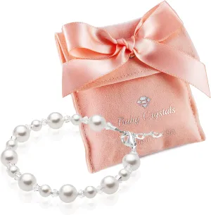 Sterling Silver Jewelry Newborn Baby Bracelets for Infant Girls, White Pearl Bracelet for Girls, Baby Girl Gifts, Toddler Bracelets, little Girl Jewelry, Birthday Gifts