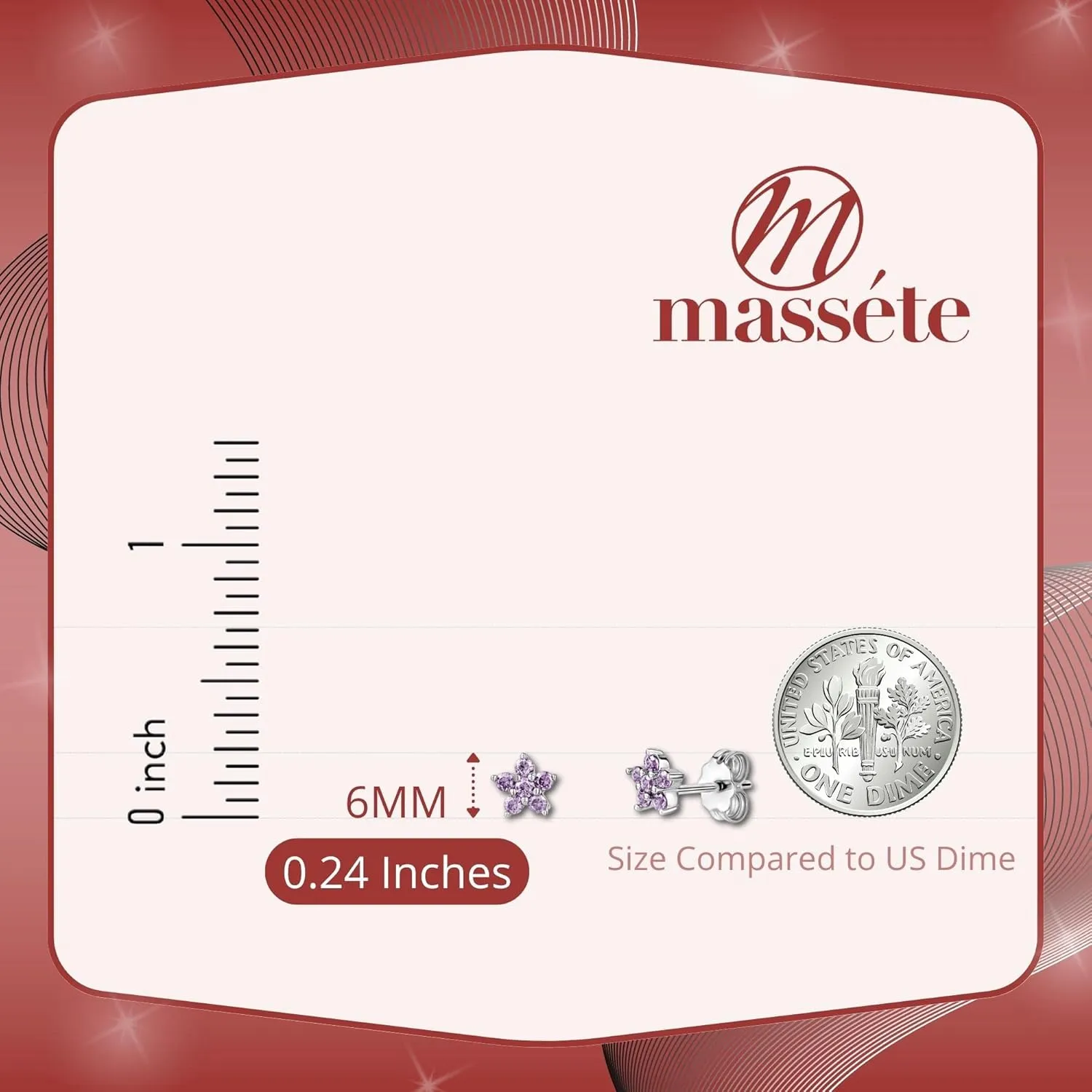 Sterling Silver Small Flower Stud Earrings for Women and Girls Simulated Birthstones 6mm