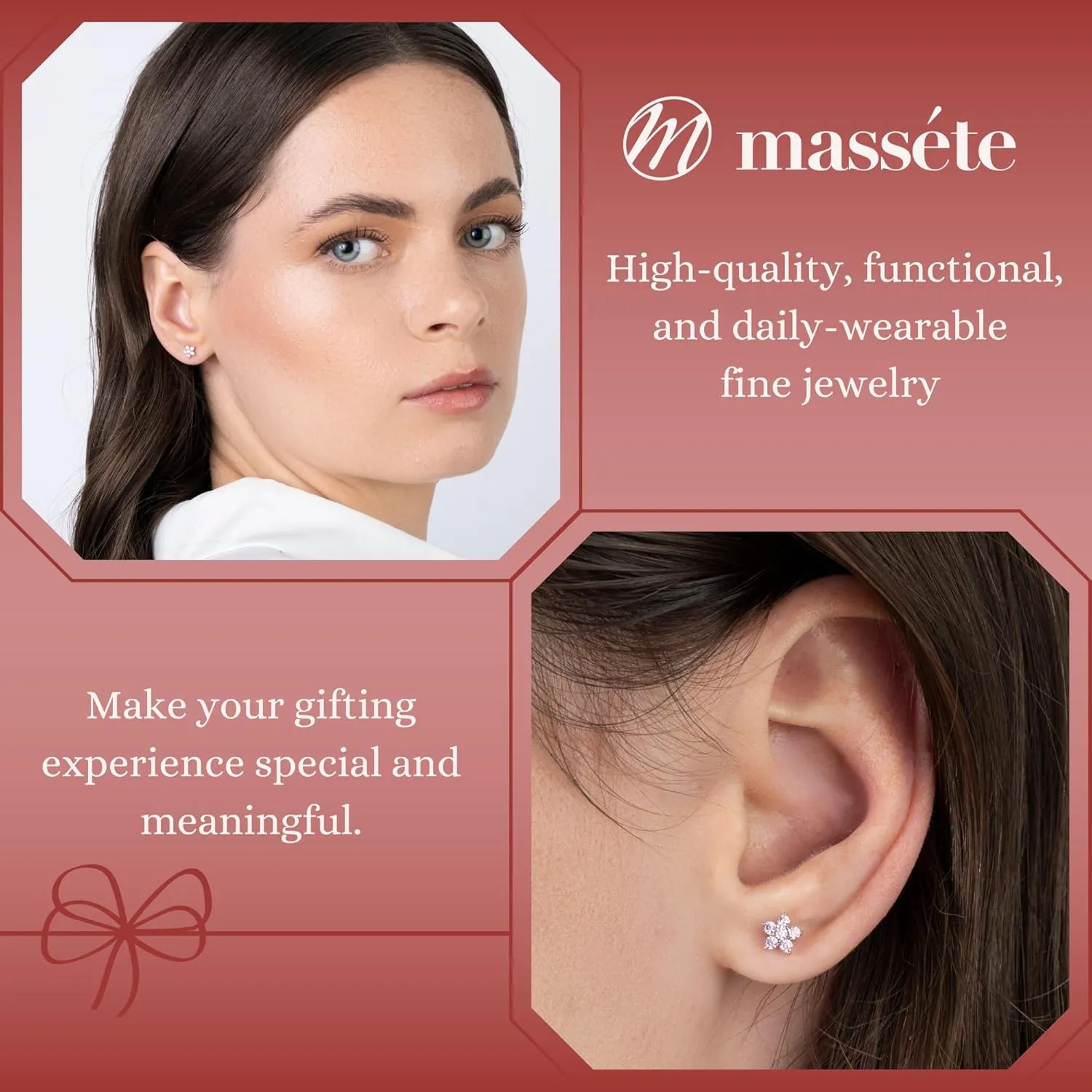 Sterling Silver Small Flower Stud Earrings for Women and Girls Simulated Birthstones 6mm
