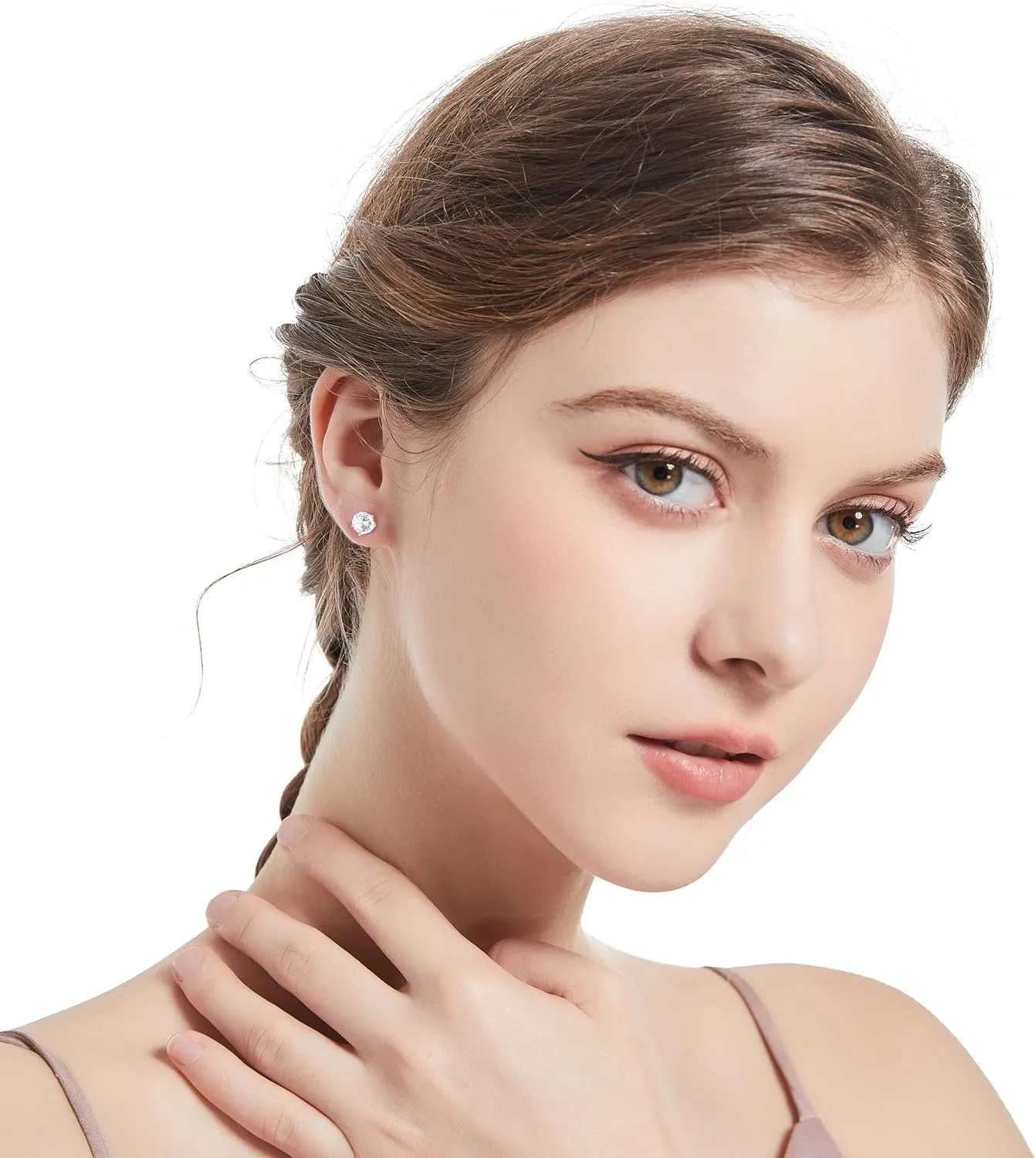 Sterling Silver Stud Earrings for Women 5 Pairs Hypoallergenic Stud Earrings Set Cubic Zirconia Earrings Studs for Girls Women Men Jewelry Gift