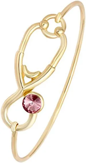 Stethoscope Caduceus Doctor Nurse Charm Bangle Bracelets for RN Graduation Gift