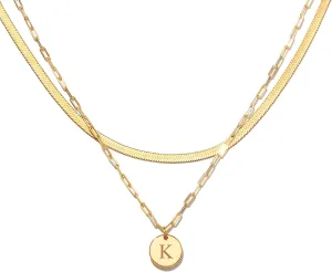 STORYJEWELLERY 18K Gold Plated Initial Necklaces for Women, Dainty Paperclip Necklace with Letter Charm, Trendy Womens Jewelry with Initials, Gifts for Women