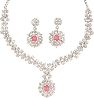 Sunsoul by Touchstone Indian Bollywood Choice Pretty Handcrafted Rhinestone Designer Jewelry Necklace Set in Silver Or Gold Tone for Women.