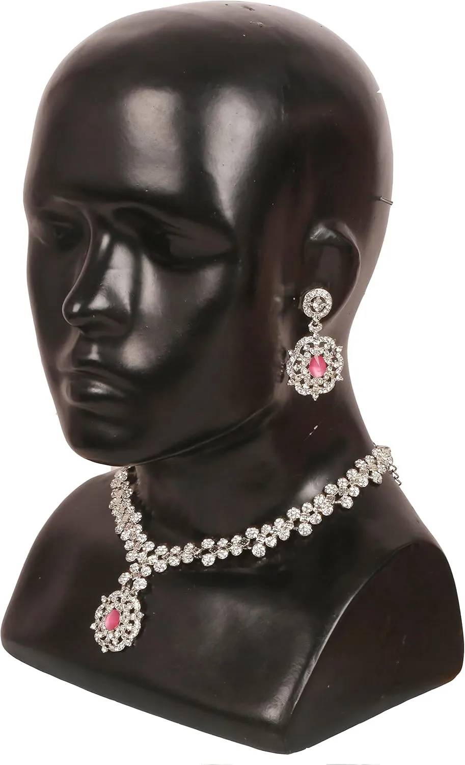Sunsoul by Touchstone Indian Bollywood Choice Pretty Handcrafted Rhinestone Designer Jewelry Necklace Set in Silver Or Gold Tone for Women.