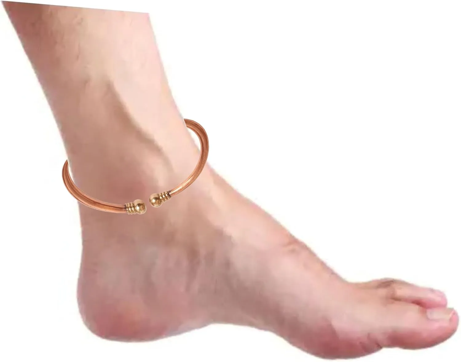 Sunsoul by Touchstone Indian Handcrafted Annealed Immunity Booster Arthritis Controller Health Benefactor Designer Jewelry Pure Copper High Gauge Anklet in Natural Tone for Women.