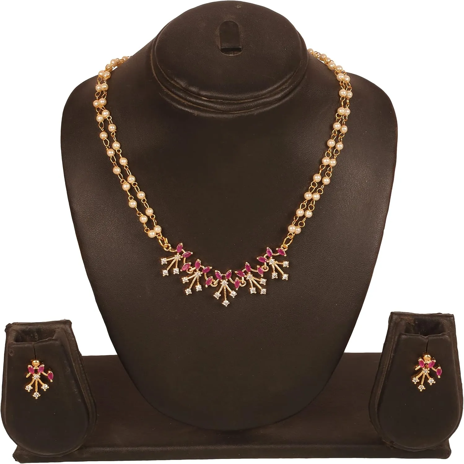 Sunsoul by Touchstone Traditional Indian Bollywood Studded Diamond Look Black Beads Symbolic Designer Jewelry Mangalsutra Pendant Set in Gold Tone for Women.