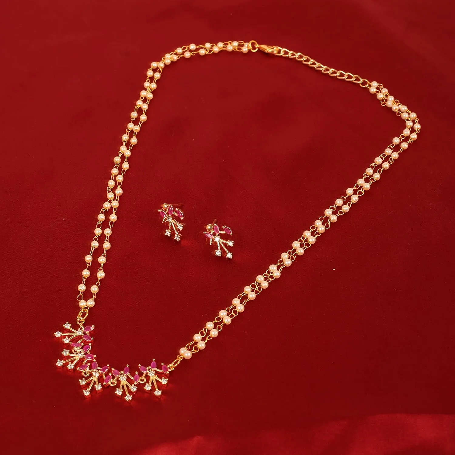 Sunsoul by Touchstone Traditional Indian Bollywood Studded Diamond Look Black Beads Symbolic Designer Jewelry Mangalsutra Pendant Set in Gold Tone for Women.