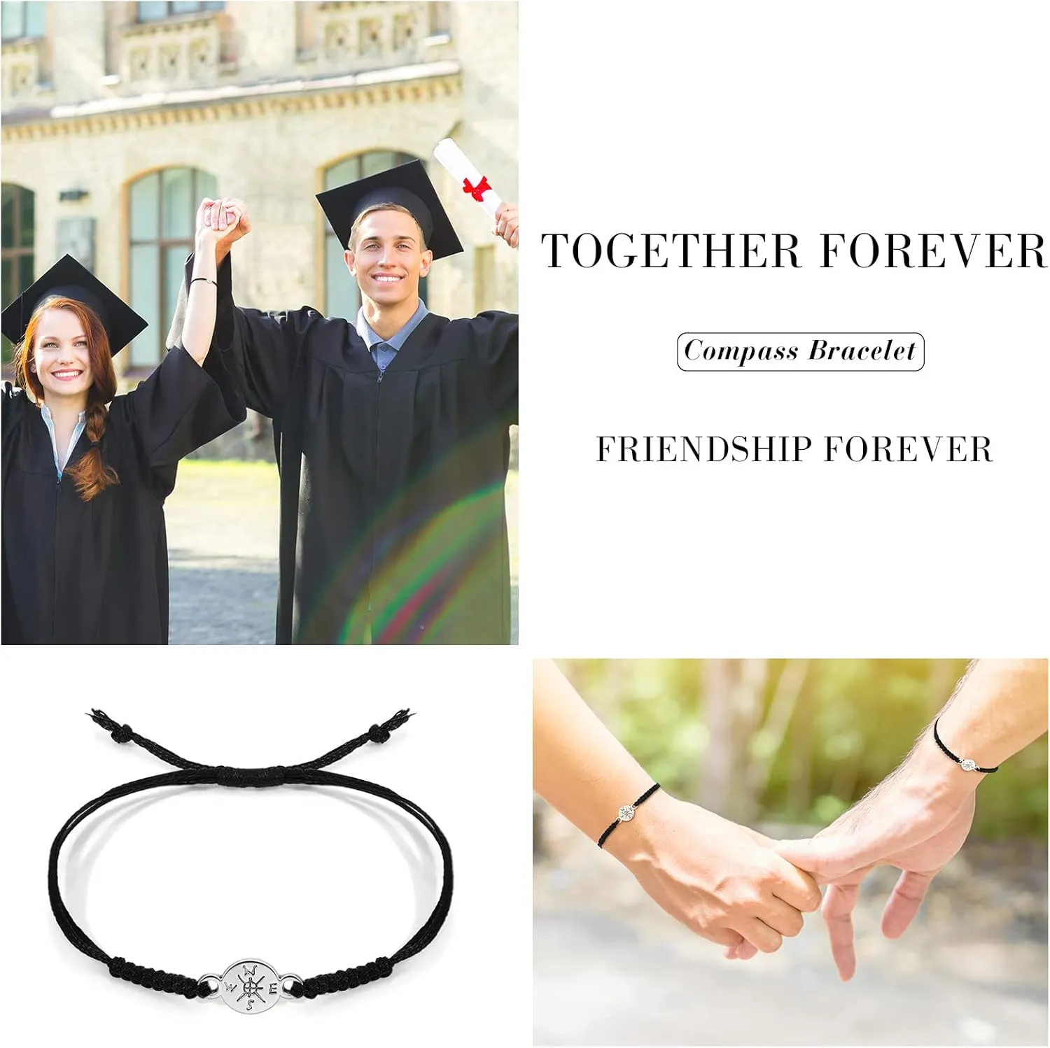 Sureio 12 Pcs 2025 Graduation Gift Bulk for Her Him Graduation Bracelet Adjustable Compass Bracelets End of Year Gift to Student from Teacher for College High School Middle School Grads