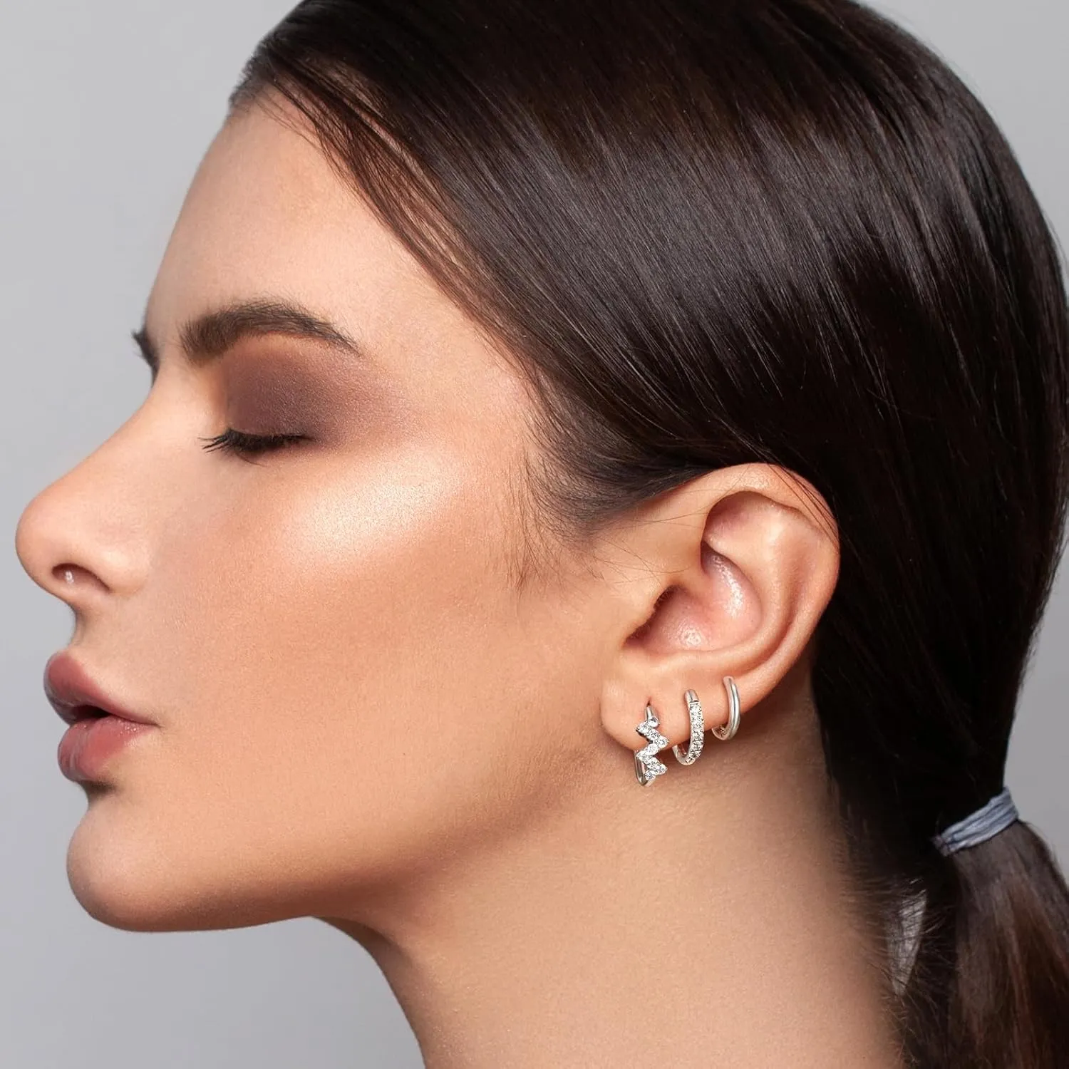 Surgical Steel Small 14K Gold Plated Huggie Hoop Earrings Set for Women, Hypoallergenic CZ Earrings Waterproof NO-Tarnish Light Weight for Multiple Piercings