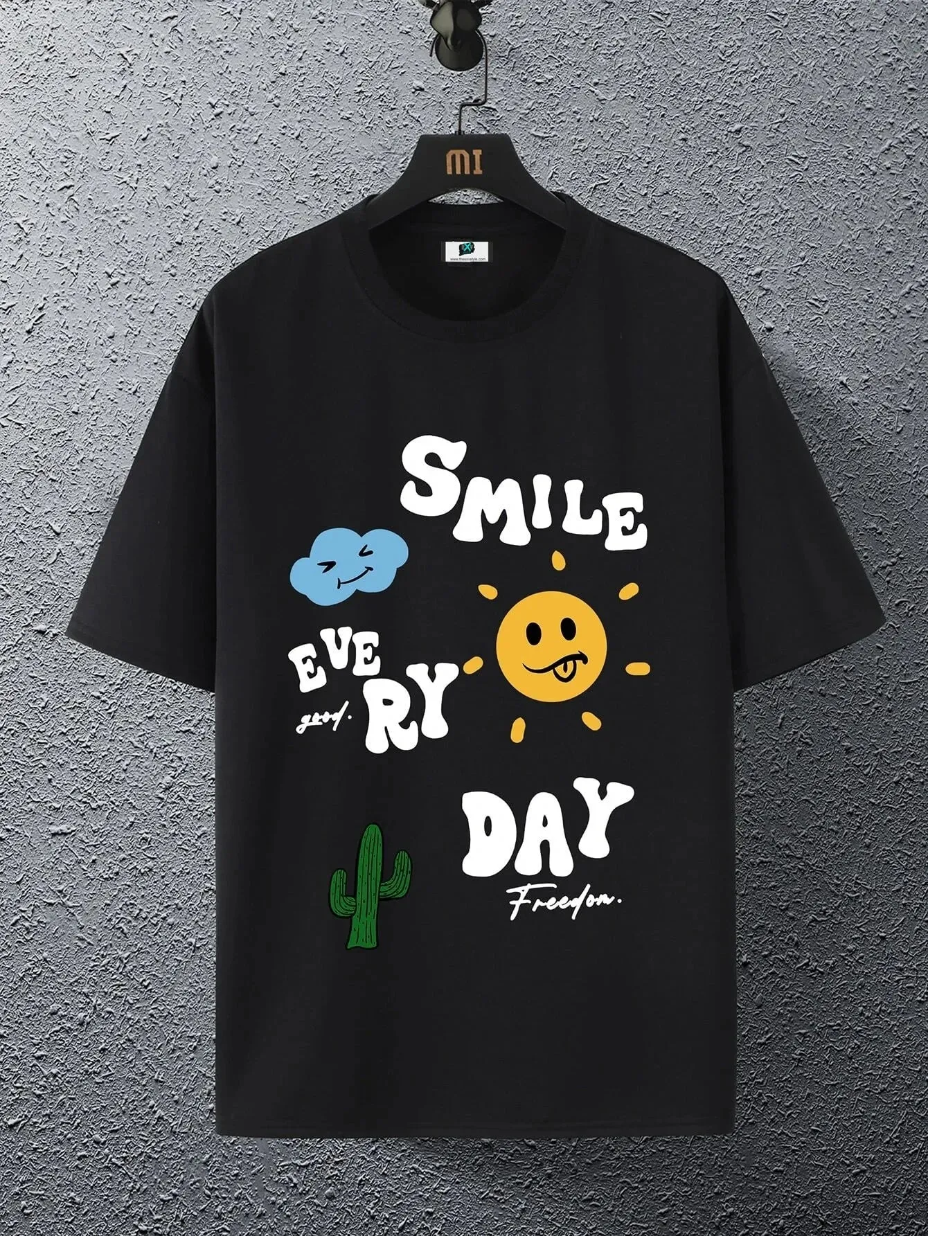 SXV  'Smile Every Day’ Printed Cool Aesthetic Oversized T-shirt