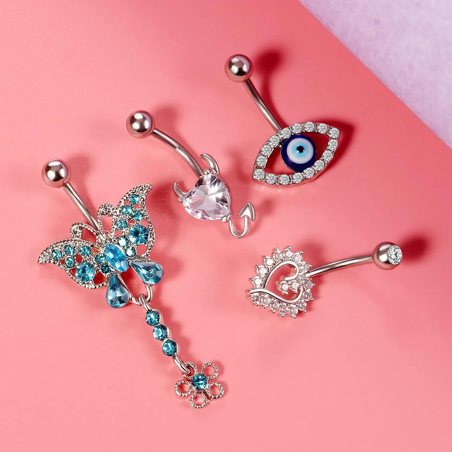TAMHOO 15PCS 14G Stainless Steel Belly Button Rings for Women with AAA Cubic Zirconia