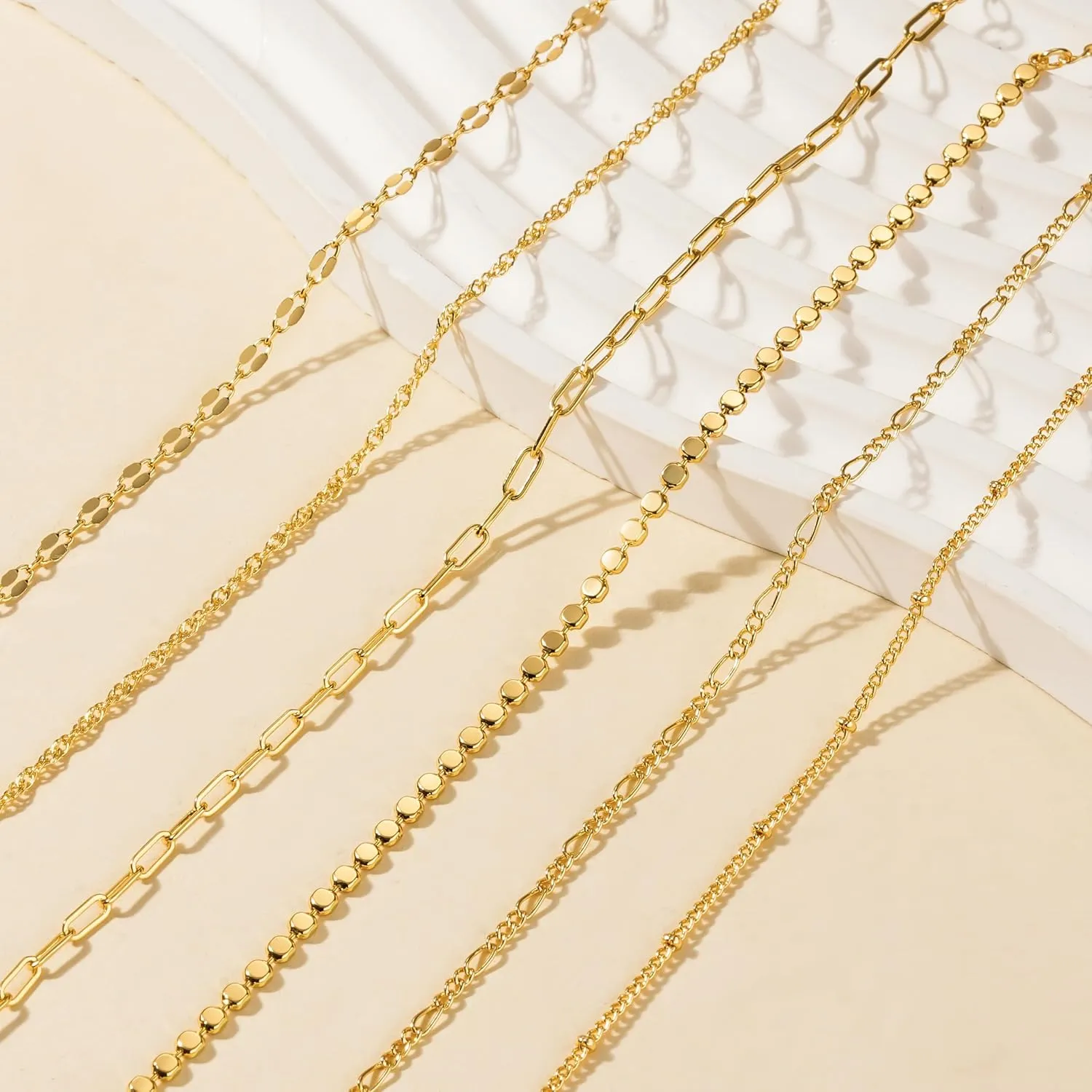 Tewiky Stack Gold Bracelets for Women Non Tarnish - Dainty 14K Gold Plated/Sterling Silver Chain Bracelets Set Adjustable Trendy Waterproof Jewelry for Women