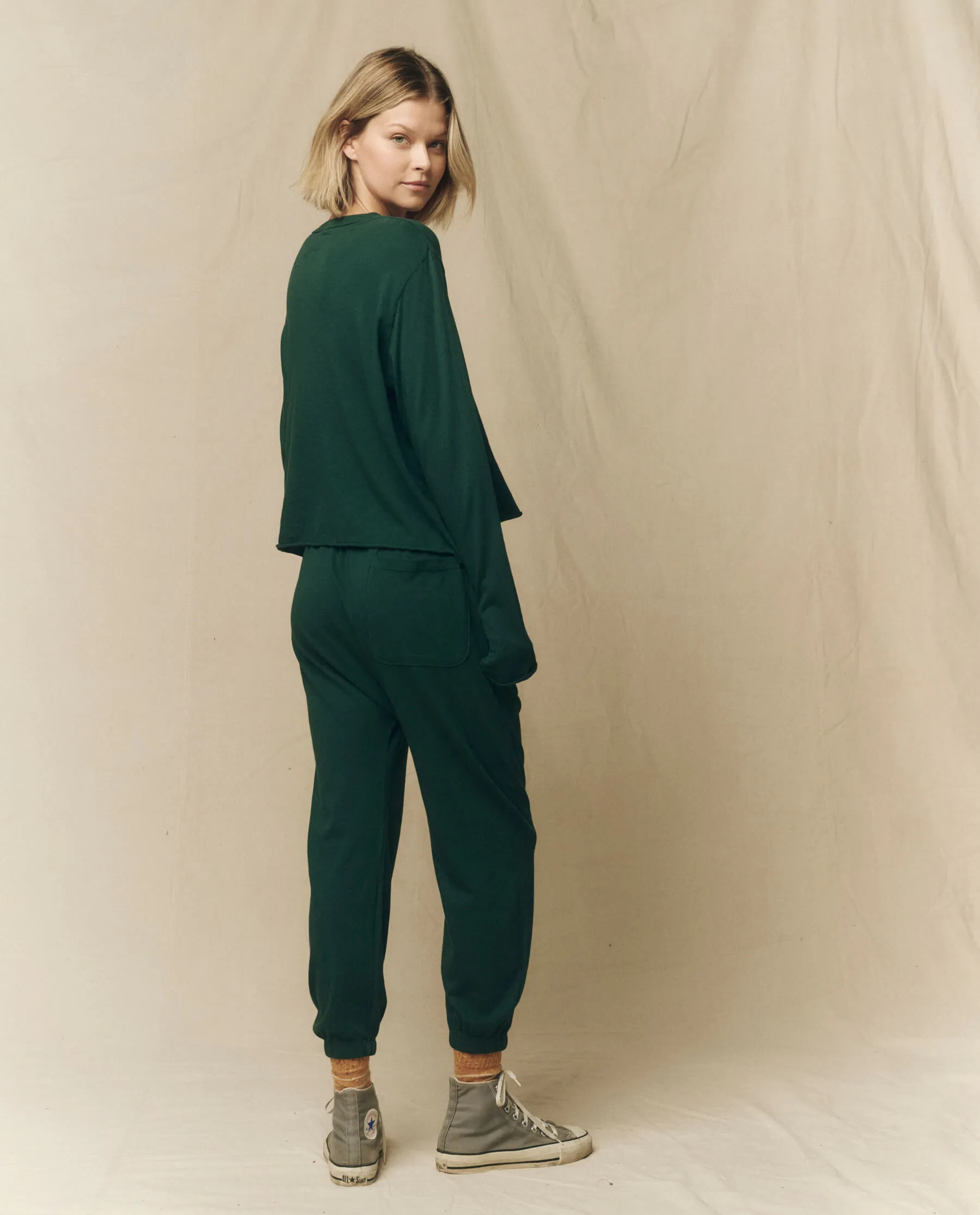The Long Sleeve Crop Tee. -- Green Grove