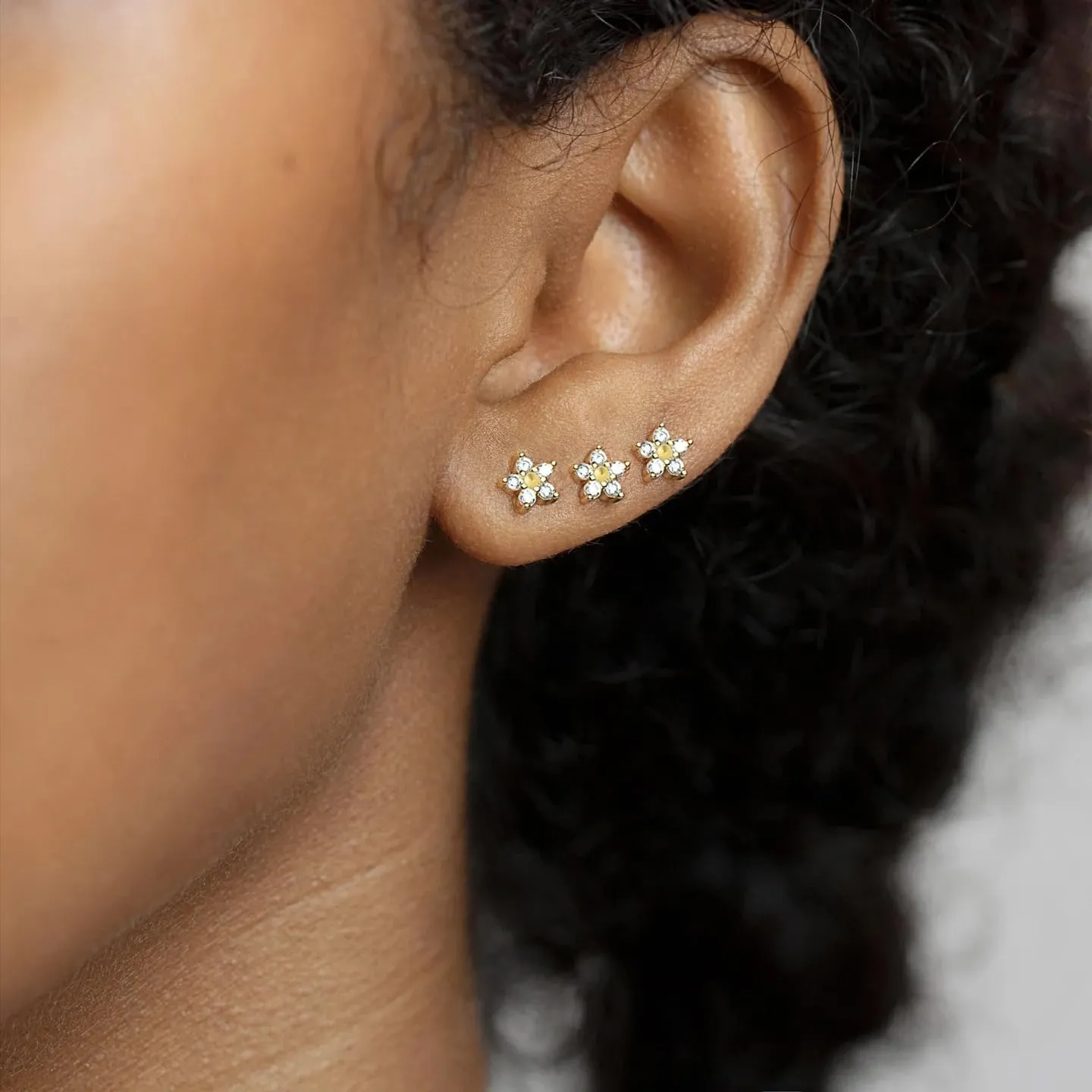 Threadless Flat Back Earrings, Hypoallergenic 14K Real Gold Plated CZ Butterfly, Flower, Crawler Stud Earrings | Cartilage Earring | Tragus Helix Piercing Jewelry | Push in Flatback Earrings for Women Men