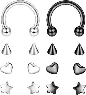 THUNARAZ 16g G23 Titanium Horseshoe Septum Rings for Women Men Horseshoe Nose Rings Hoop Helix Cartilage Tragus Earrings Eyebrow Lip Navel Belly Septum Nipple Piercing Ring 6-12mm