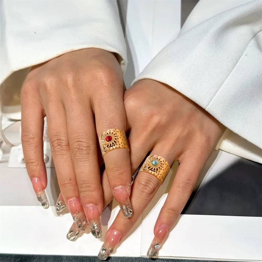 TIANYI Handmade Wide Ring Hammered Opening Rings For Women Vintage Court Style Ring Adjustable Stacking Rings Gold Thumb Rings Gold Statement Rings Gold Jewelry Gift for Mothers Wife Girlfriend Gifts
