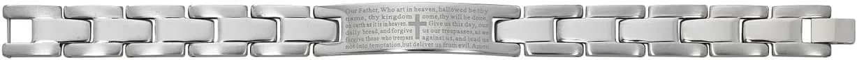 Tiley & Bells MEN'S ALL STAINLESS STEEL BRACELET WITH THE O.F. PRAYER, COMES BOXED. DIMENSION: 8", MEN'S STAINLESS O.F. BRACELET