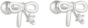 Tiny Bow Stud Earrings for Women S925 Sterling Silver Rhinestone Tragus Piercing Helix Screw Earrings Ribbon Knot Cartilage Earrings Minimalist Jewelry