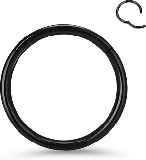 Titanium Nose Rings 20G 18G 16G Nose Rings Hoops Septum Clicker Hinged Segment Ring Cartilage Helix Tragus Conch Daith Rook Hoop Earring, Diameter 5mm to 12mm Silver-Gold-Rose Gold-Black Hoop Ring