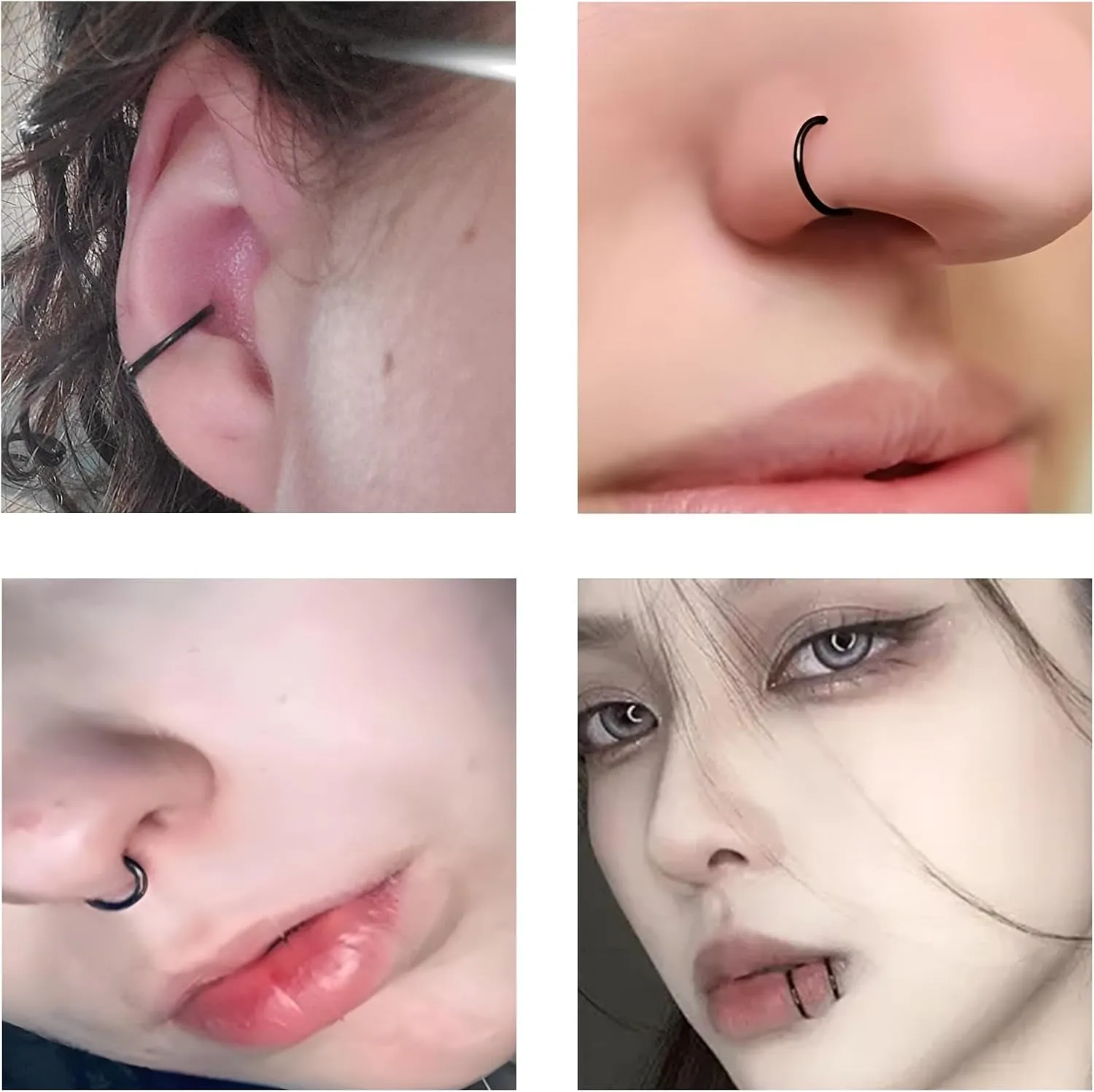 Titanium Nose Rings 20G 18G 16G Nose Rings Hoops Septum Clicker Hinged Segment Ring Cartilage Helix Tragus Conch Daith Rook Hoop Earring, Diameter 5mm to 12mm Silver-Gold-Rose Gold-Black Hoop Ring