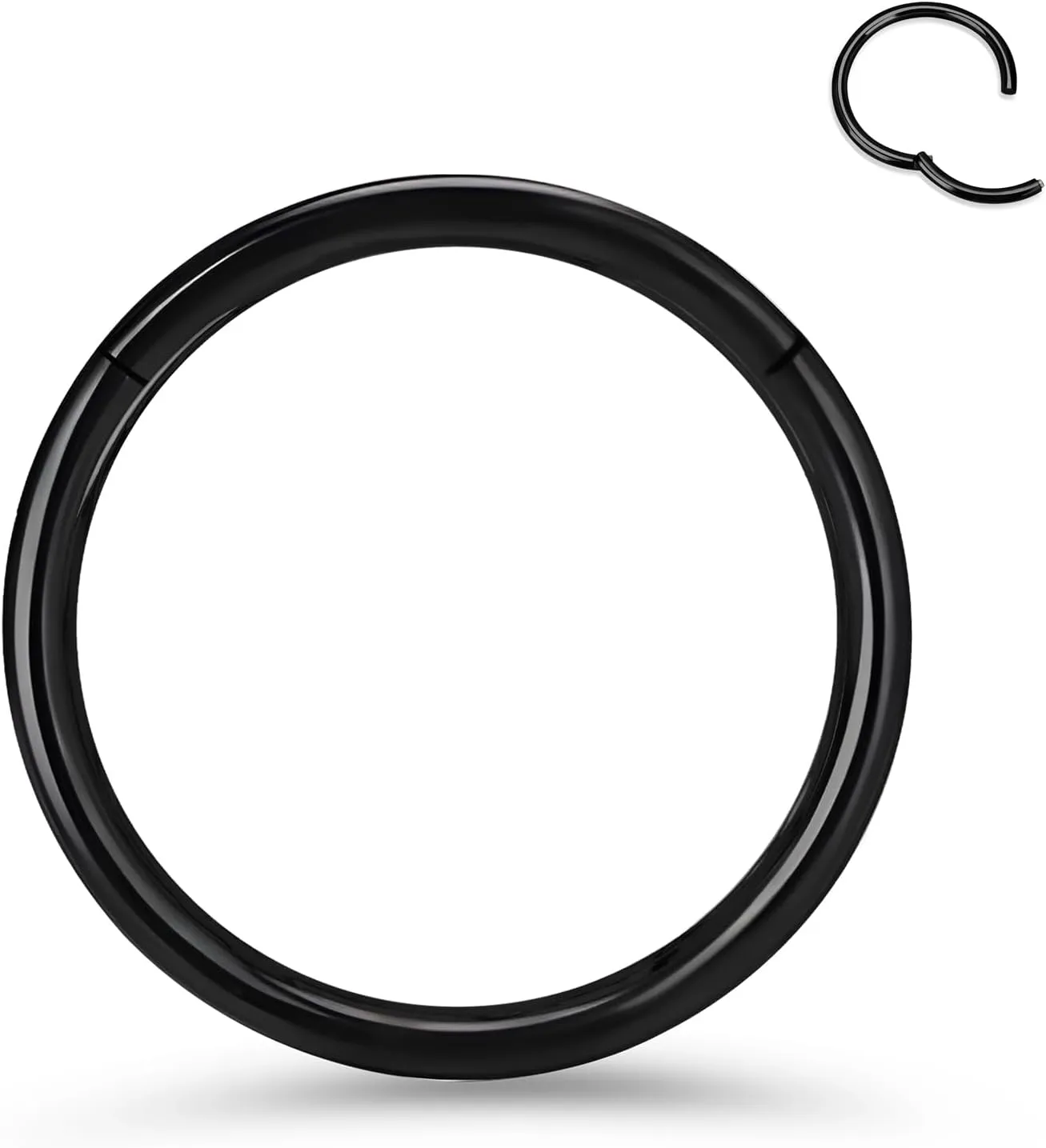 Titanium Nose Rings 20G 18G 16G Nose Rings Hoops Septum Clicker Hinged Segment Ring Cartilage Helix Tragus Conch Daith Rook Hoop Earring, Diameter 5mm to 12mm Silver-Gold-Rose Gold-Black Hoop Ring