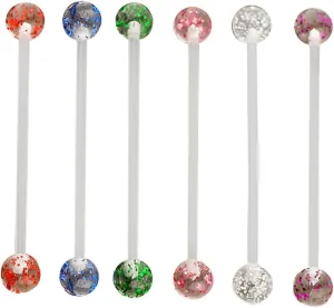 Tongue Body Piercing Jewelry Set 6pcs Tongue Rings in Acrylic Safe for