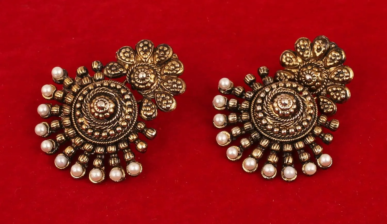 Touchstone Indian Bollywood Ancient Southern Jewelry Inspired Bridal Jewelry Earrings For Women.