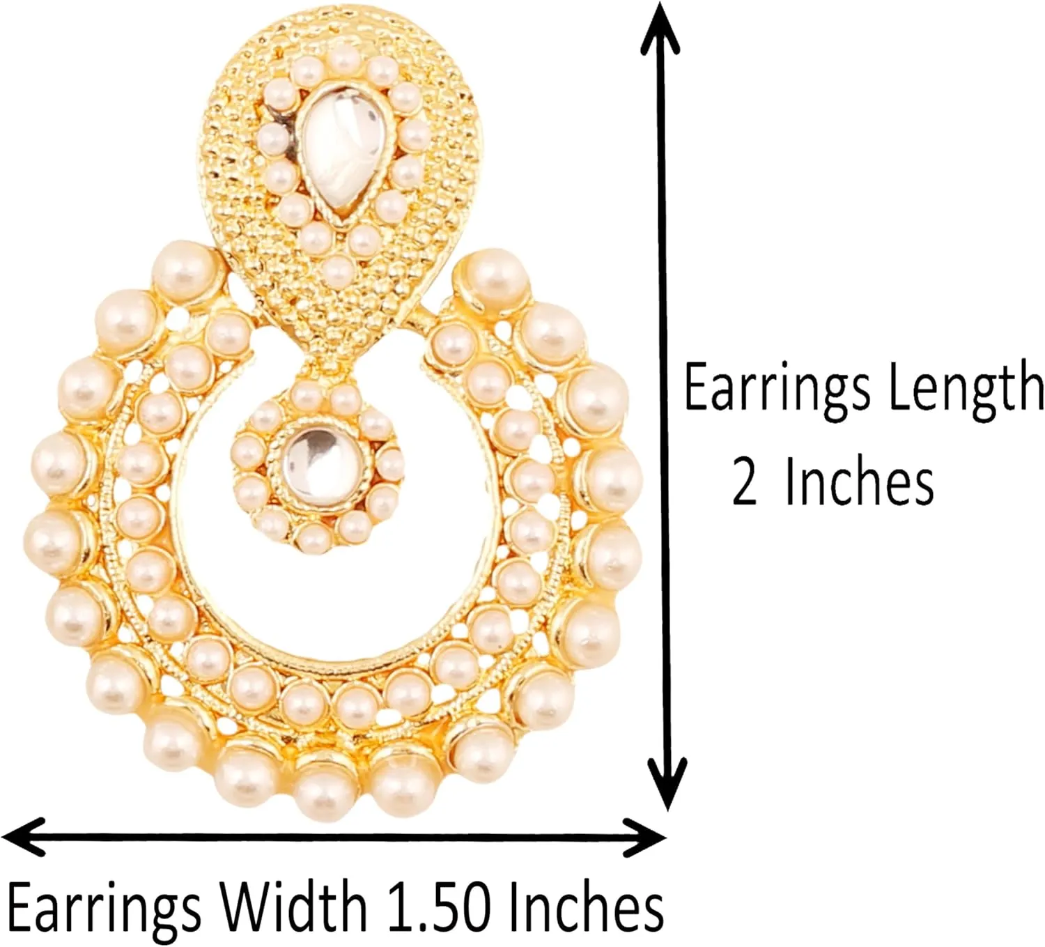 Touchstone Indian Bollywood Chandbali Moon Kundan Polki Look Rhinestones Long Bridal Designer Jewelry Chandelier Earrings For Women In Gold Tone