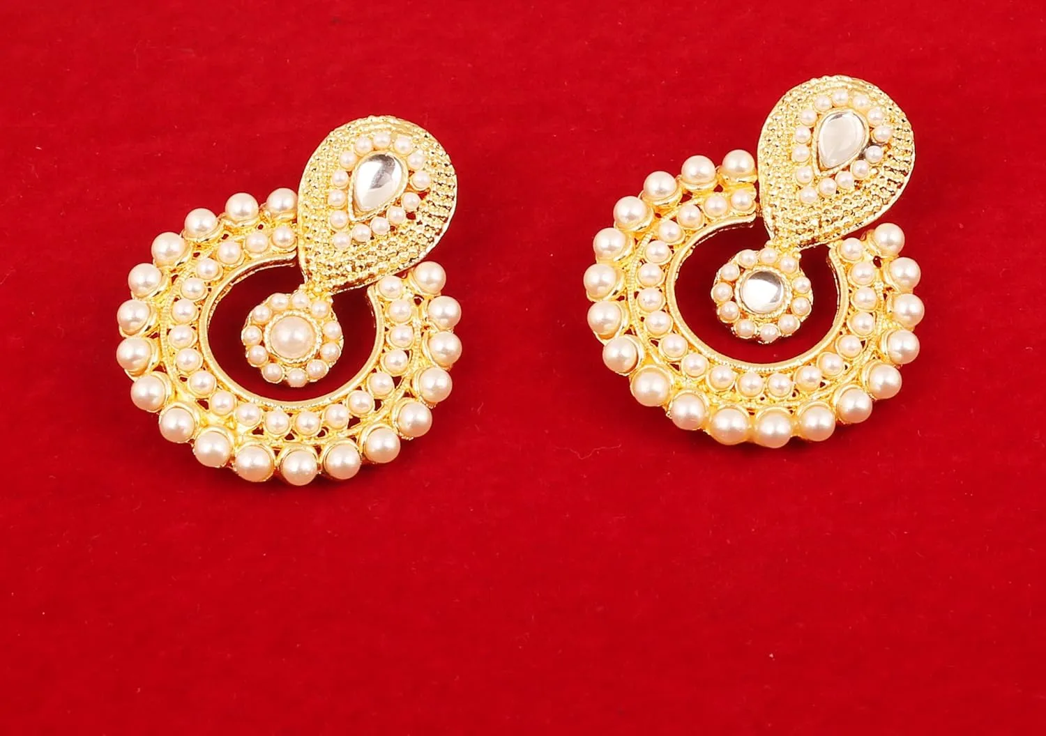 Touchstone Indian Bollywood Chandbali Moon Kundan Polki Look Rhinestones Long Bridal Designer Jewelry Chandelier Earrings For Women In Gold Tone