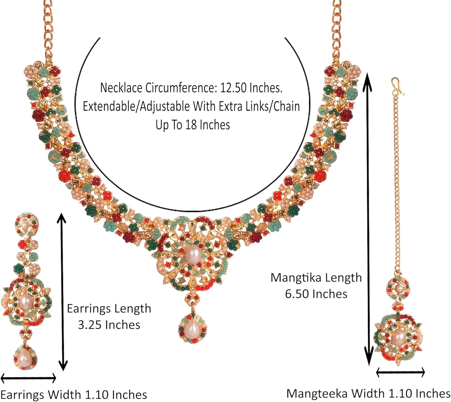 Touchstone Indian Bollywood Desire Enchanting Floral Diamond Studded Look Rhinestone Bridal Designer Jewelry Necklace Set In Gold or White Tone For Women.