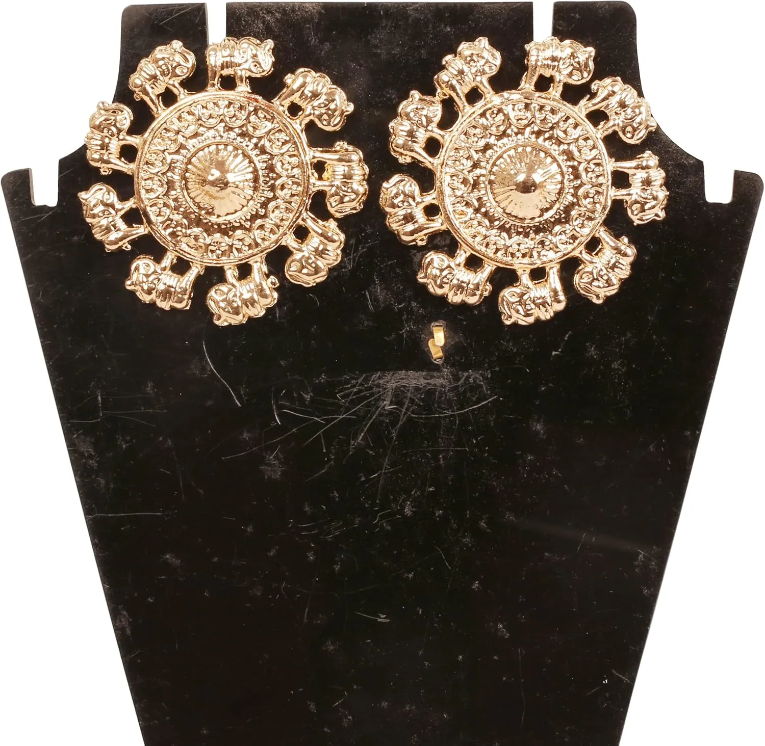Touchstone Indian Bollywood Ethnic Style Round Shape Designer Jewelry Earrings in Gold Or White Tone for Women