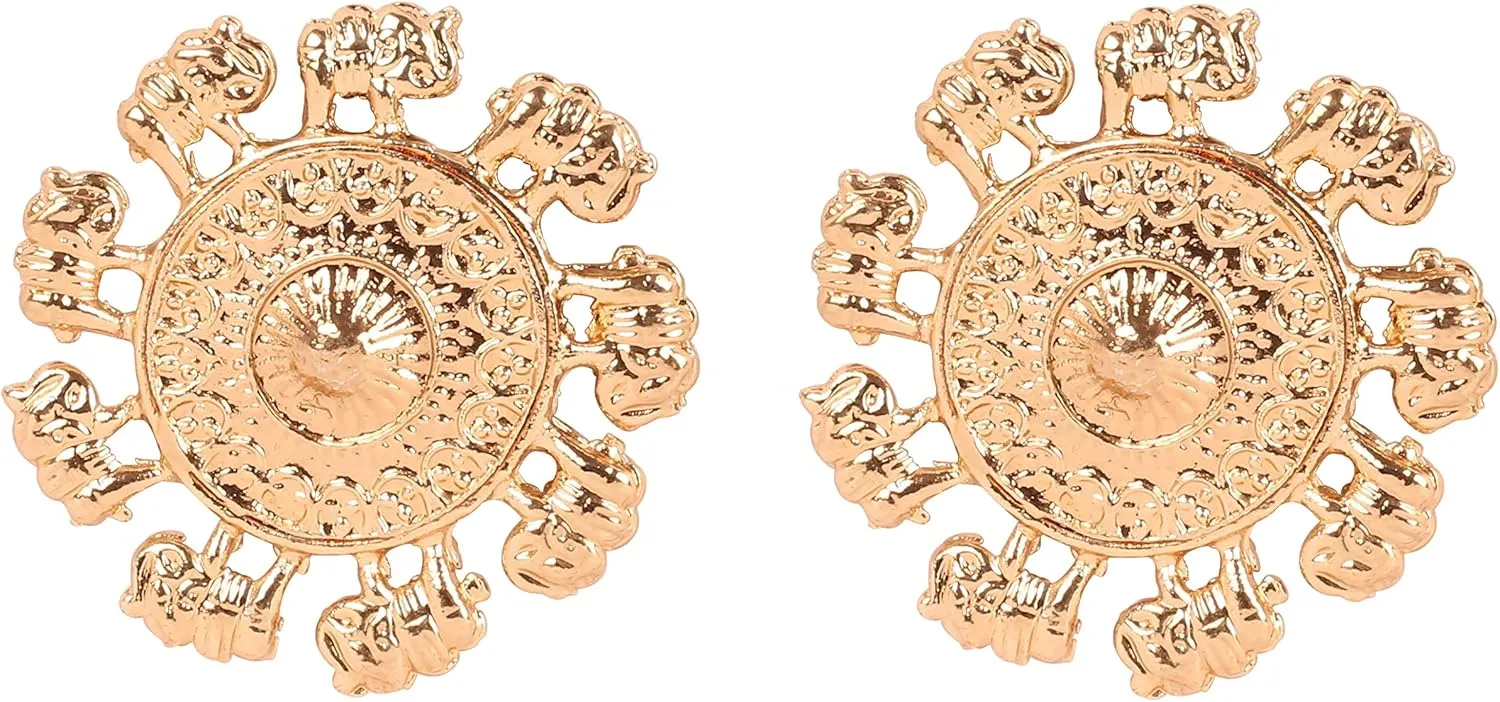 Touchstone Indian Bollywood Ethnic Style Round Shape Designer Jewelry Earrings in Gold Or White Tone for Women