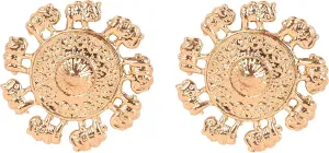 Touchstone Indian Bollywood Ethnic Style Round Shape Designer Jewelry Earrings in Gold Or White Tone for Women