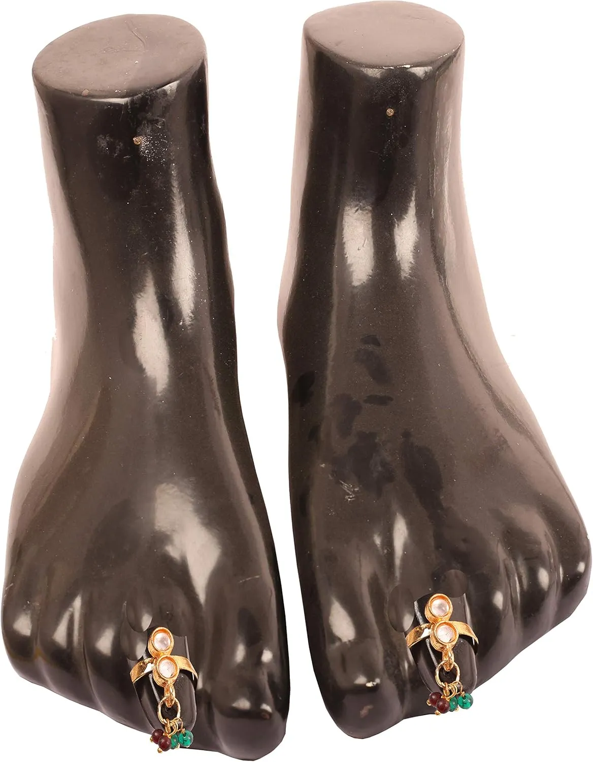 Touchstone Indian Bollywood Ethnic Traditional Hangings Designer Jewelry Toe Rings in Gold Or White Tone for Women.