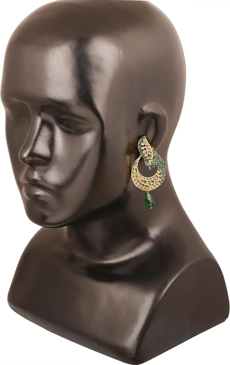 Touchstone Indian bollywood fish designer dridal jewelry long chandelier earrings in antique gold tone for women.