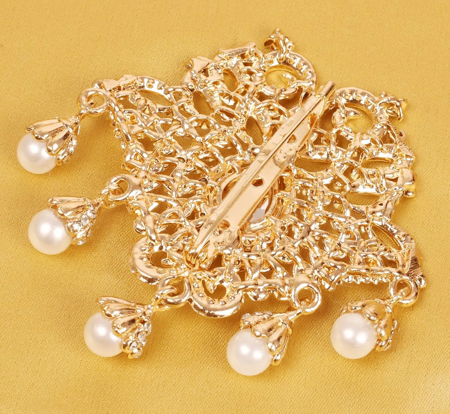 Touchstone Indian Bollywood Handcrafted Designer Jewelry Brooch Lapel Pin in Gold Or Silver Tone for Women.