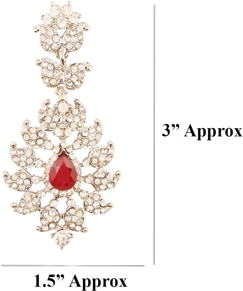 Touchstone Indian Bollywood Handcrafted Pretty Paisley Inspired Embellished With Rhinestone Ravishing Designer Jewelry Chandelier Earrings In White or Silver or Gold Tone For Women.