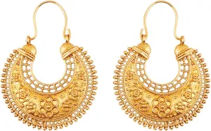 Touchstone Indian Bollywood Pretty Fringes and Floral Theme Ethnic South Indian Chandbali Moon Bridal Designer Jewelry Chandelier Earrings for Women In Antique Gold or Silver Tone