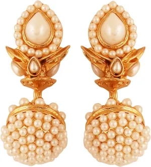 Touchstone Indian Bollywood Pretty Spherical Drum Shape Studded Look Designer Jewelry Chandelier Jhumki Earrings For Women.