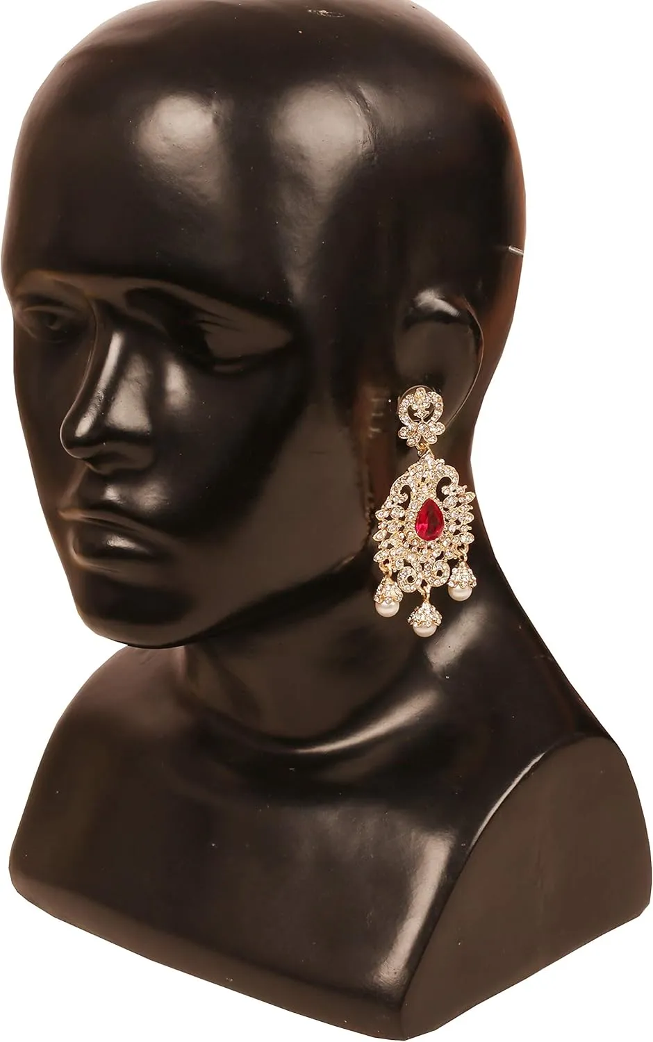 Touchstone Indian Bollywood Royal Fine Filigree Grain Work Crystals Style Defining Designer Jewelry Adorable Dangling Earrings For Women.