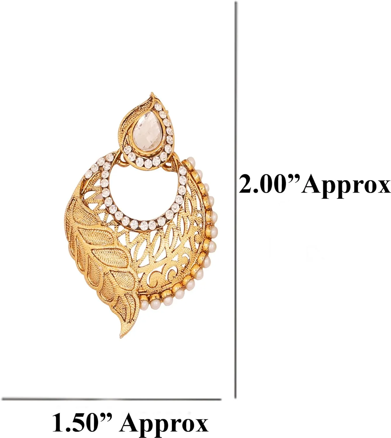 Touchstone Indian Bollywood Traditional Handcrafted Designer Crystal Jewelry Colorful Long Earrings Jhumki in Gold Or White Tone for Women.